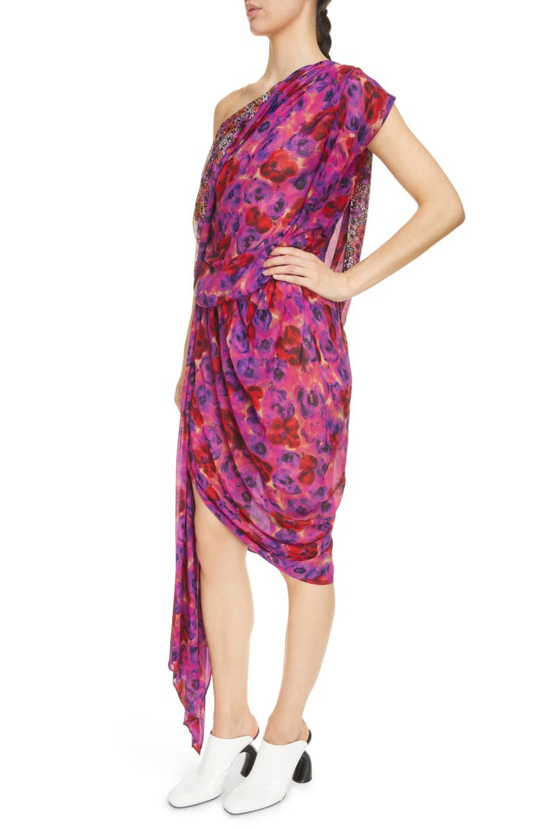 Dries Van Noten Devora Mixed Floral Print Asymmetric Minidress, Alternate, color,