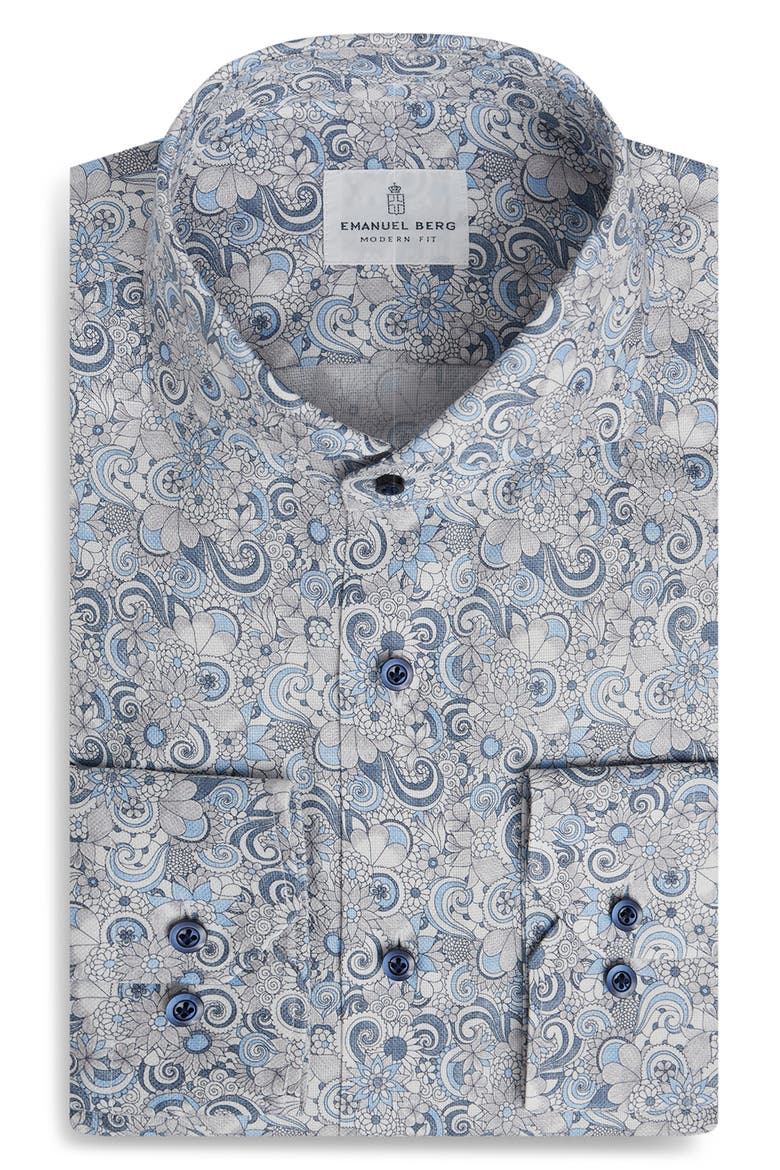 Paisley Natural Stretch Yoga Twill Dress Shirt, Main, color, MEDIUM BLUE