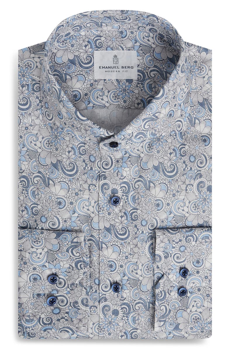 Emanuel Berg Paisley Natural Stretch Yoga Twill Dress Shirt, Main, color, 