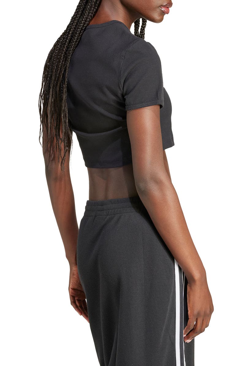 adidas Originals Essentials Trefoil Logo Crop Rib T-Shirt, Alternate, color, Black