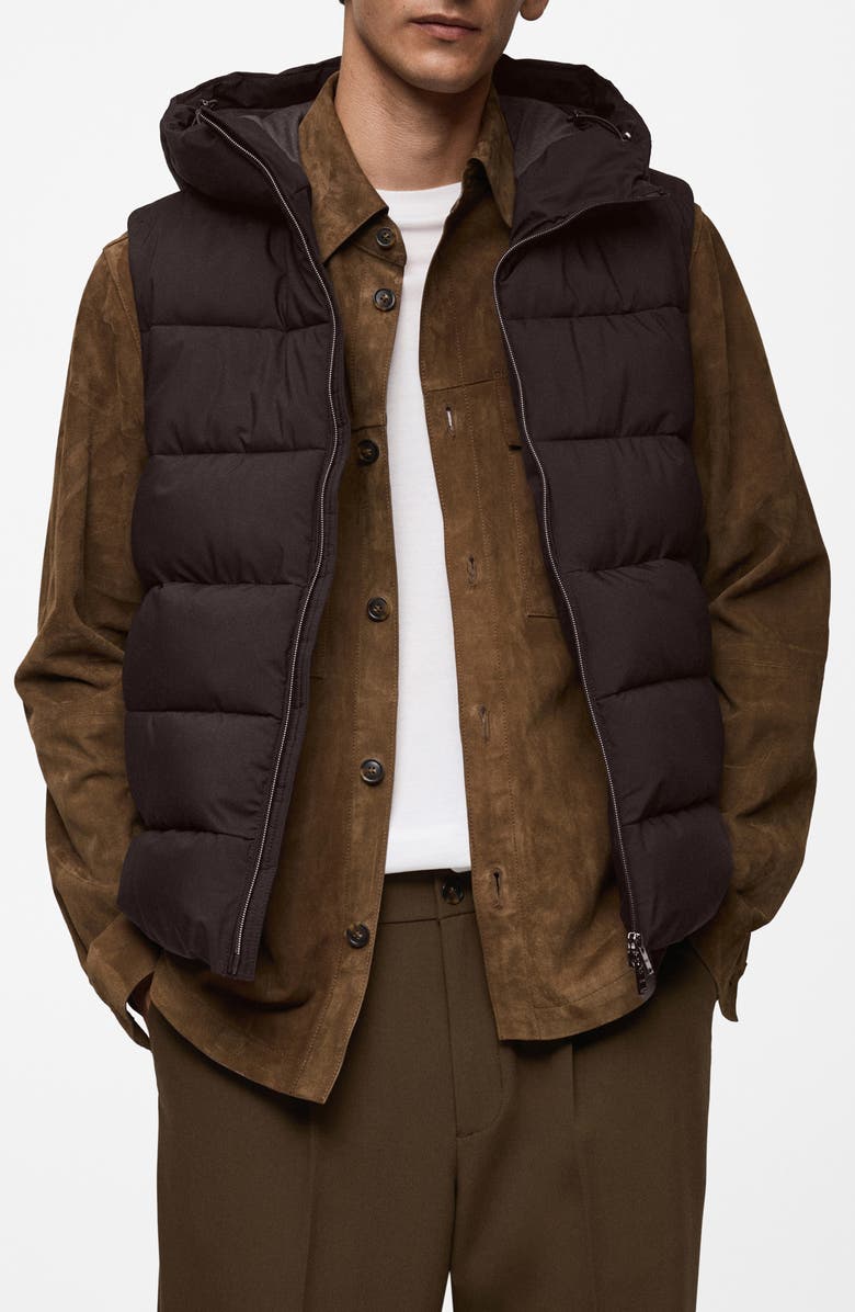 MANGO Water Repellent Hooded Quilted Vest, Main, color,
