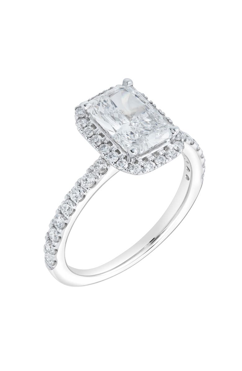 LuvMyJewelry Basma 14K White Gold Radiant Cut Lab Grown Diamond Halo Engagement Ring - 2 Ct, Alternate, color, 14K White Gold