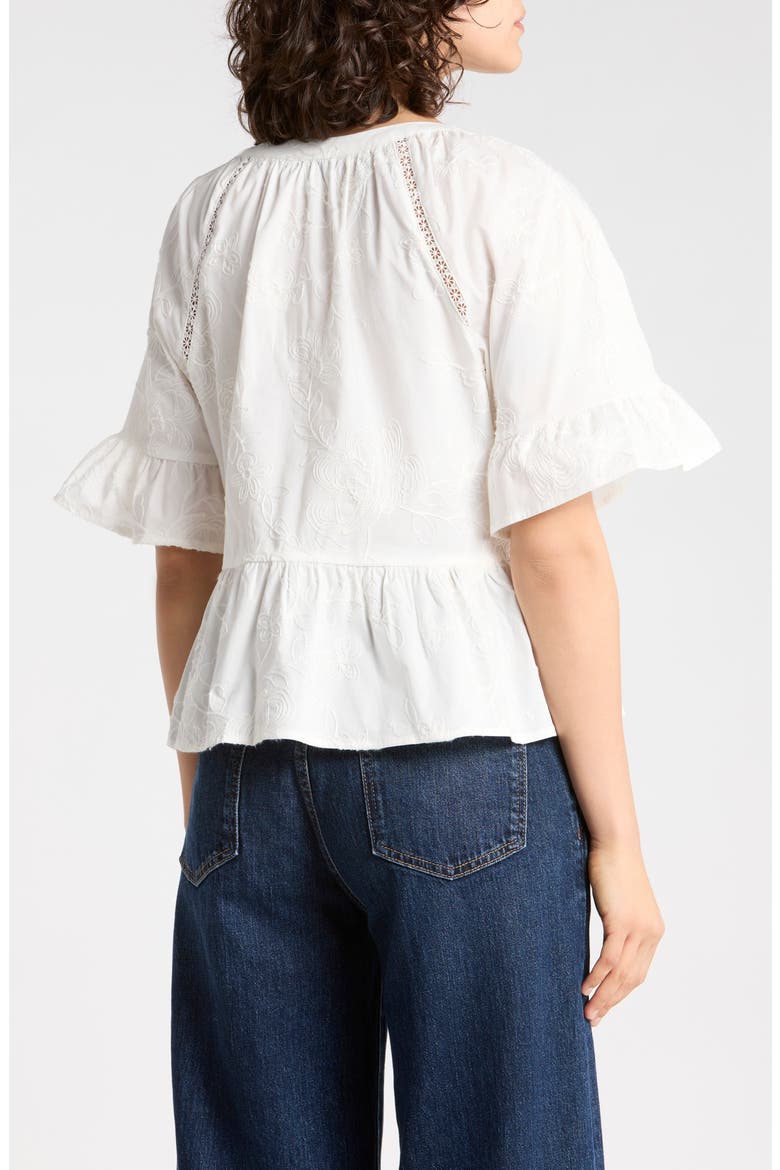 Ruffle Short Sleeve Peplum Top, Alternate, color, VANILLA CLAM