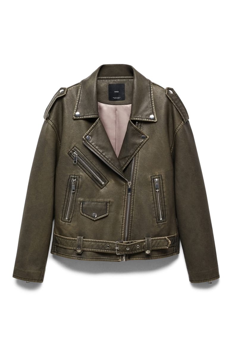 Faux Leather Moto Jacket, Main, color, GREY