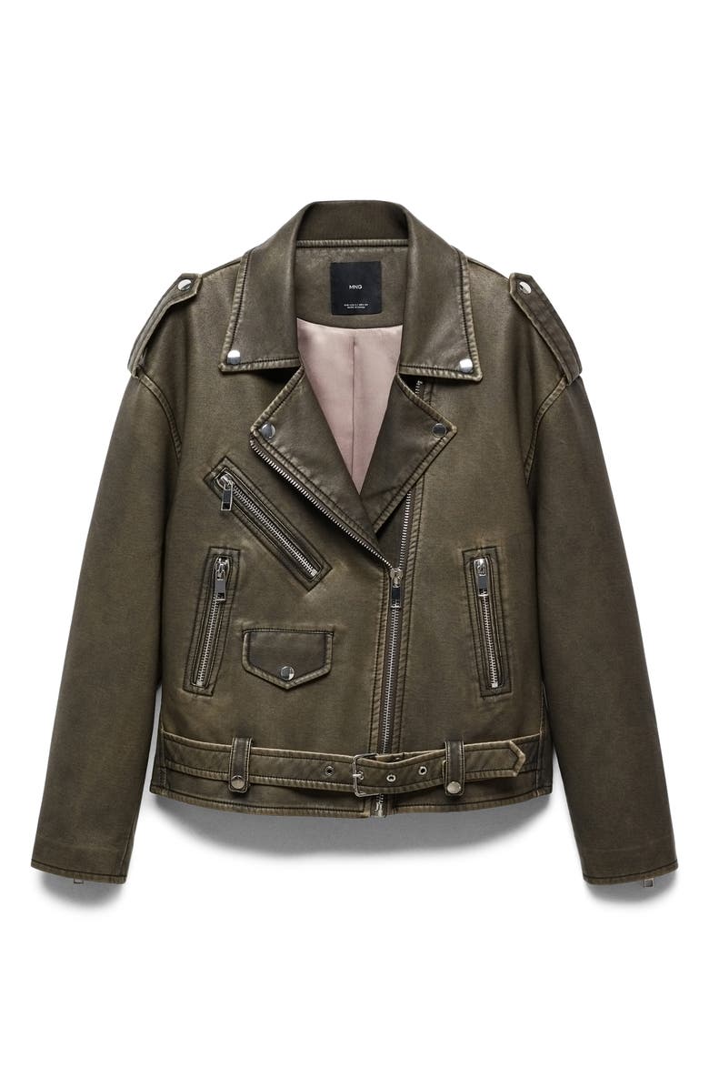 MANGO Faux Leather Moto Jacket, Main, color, 