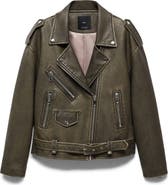 MANGO Faux Leather Moto Jacket