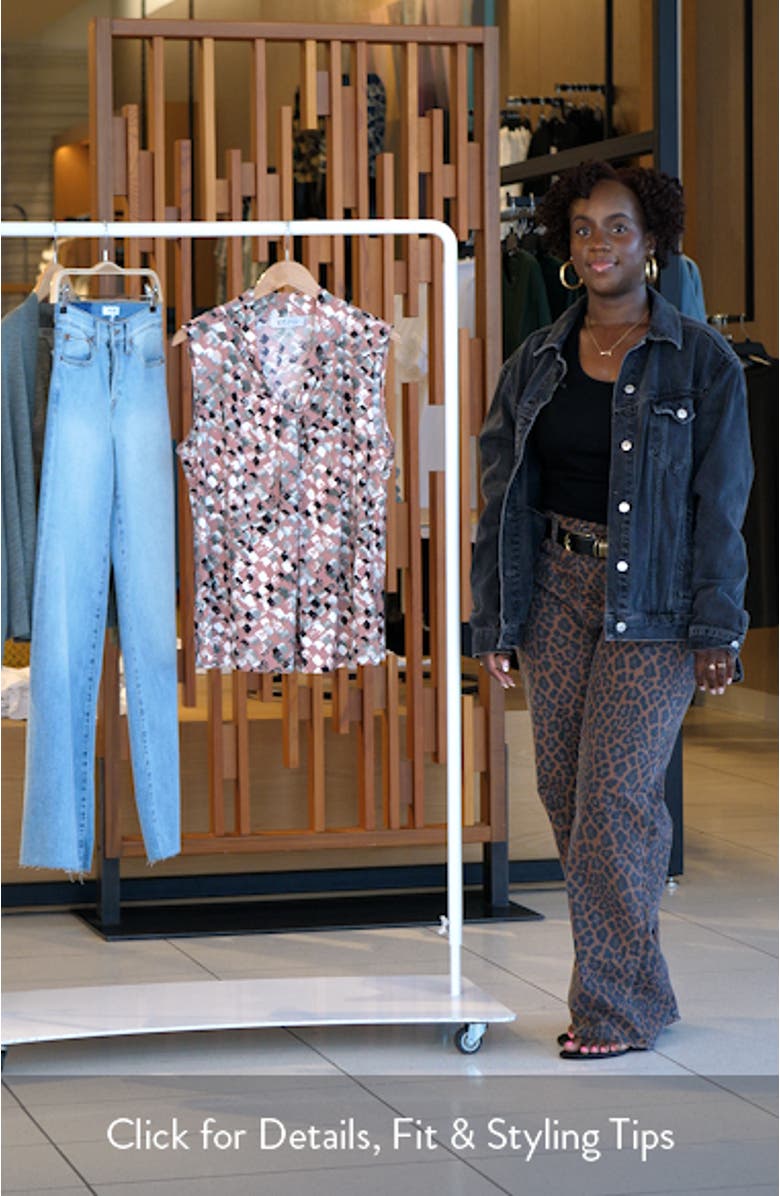 Print Knot Front Sleeveless Jersey Top, sales video thumbnail