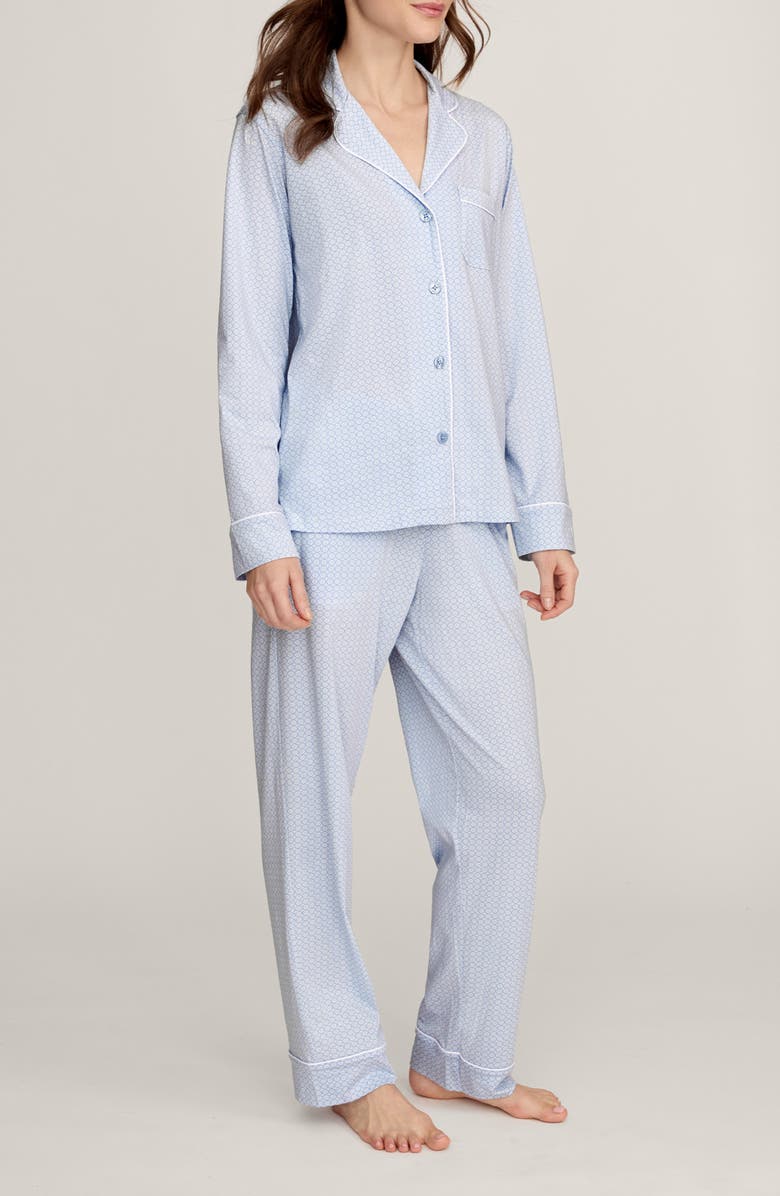 Petite Plume Geo Classic Lightweight Pima Cotton Pajamas, Alternate, color, Blue