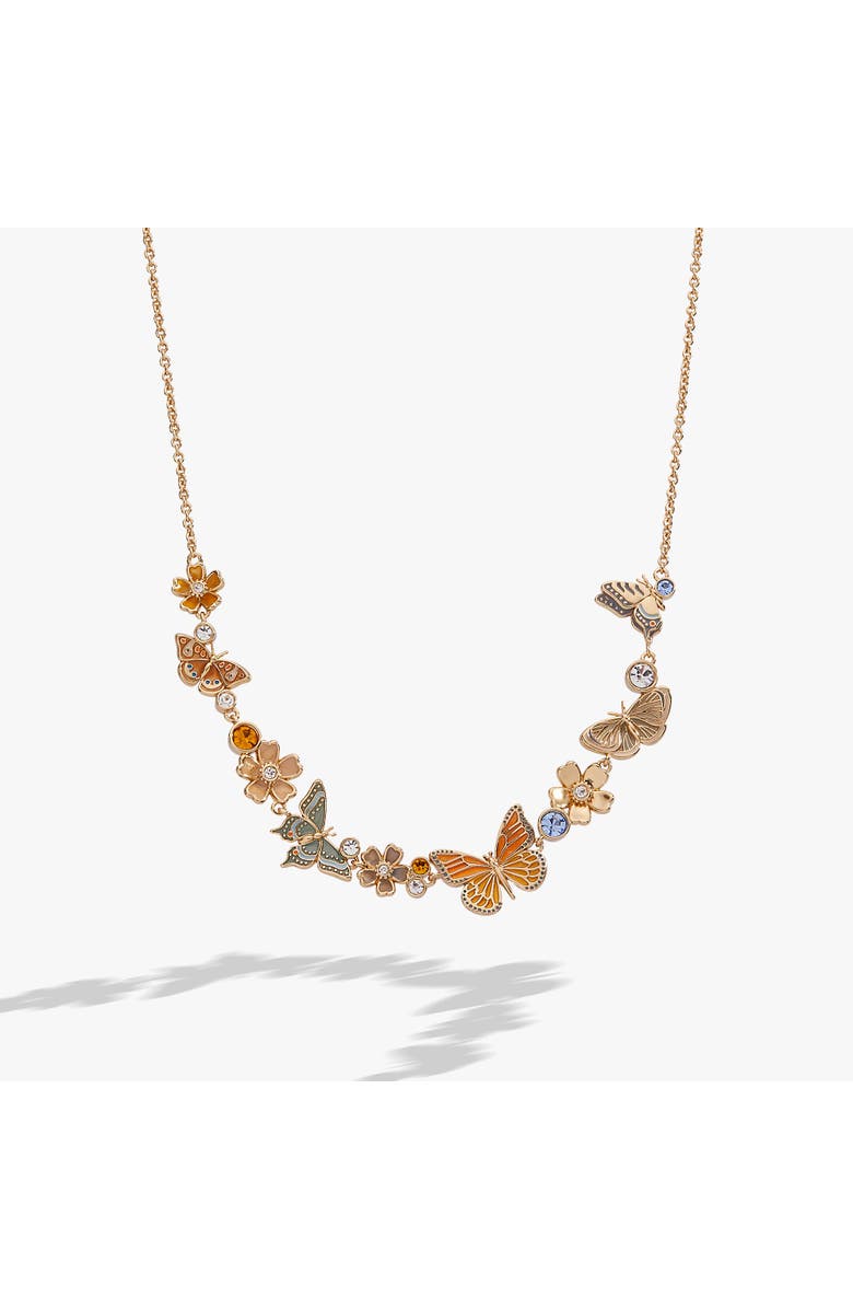Alex and Ani New York Botanical Garden<sup>®</sup> Butterfly Inline Necklace, Main, color, Gold