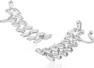 CZ by Kenneth Jay Lane Double Baguette Cubic Zirconia Ear Crawlers