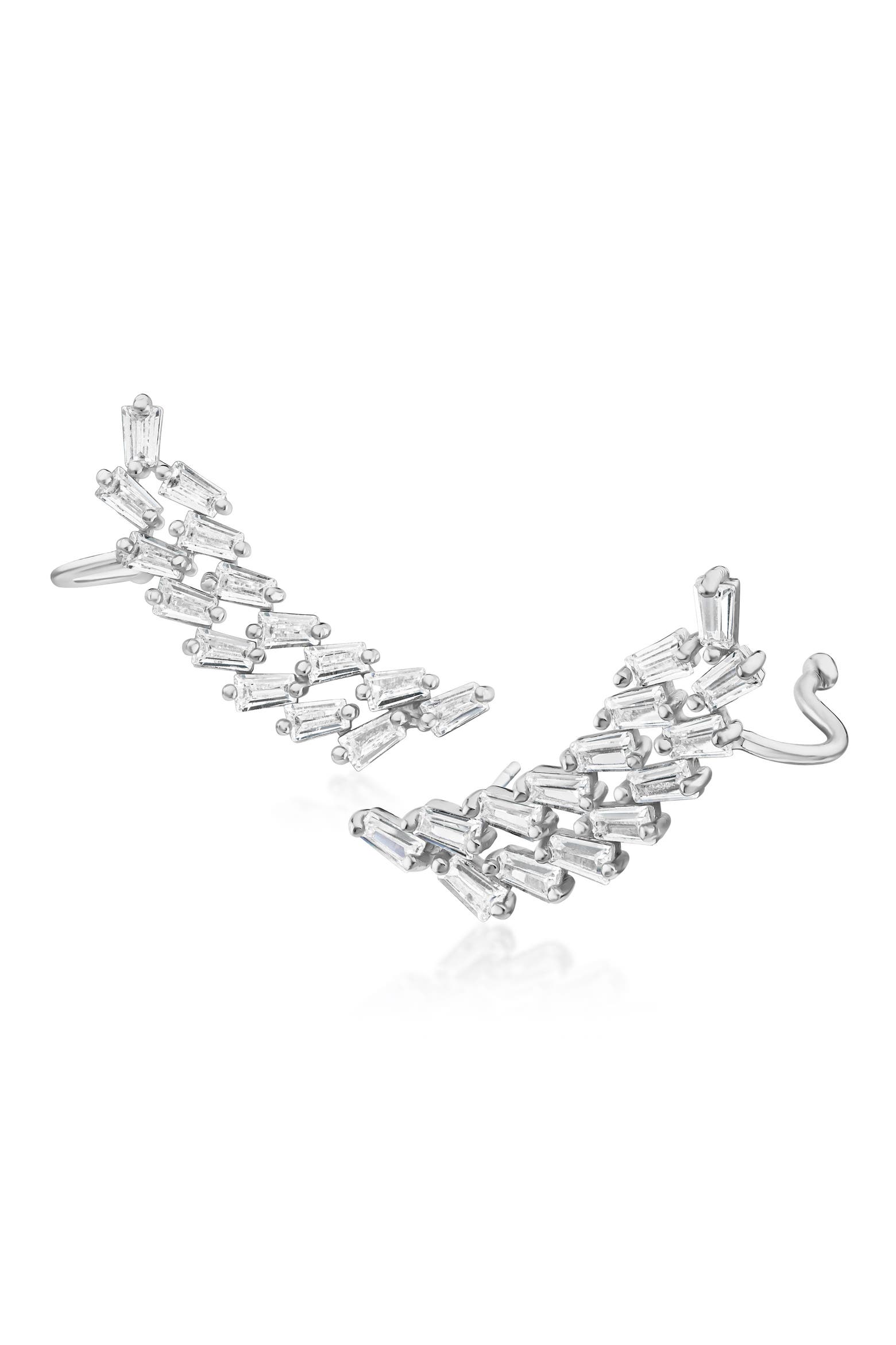 Ear Cone Rack CZ by Kenneth Jay Lane Double Baguette Cubic Zirconia Ear Crawlers ...