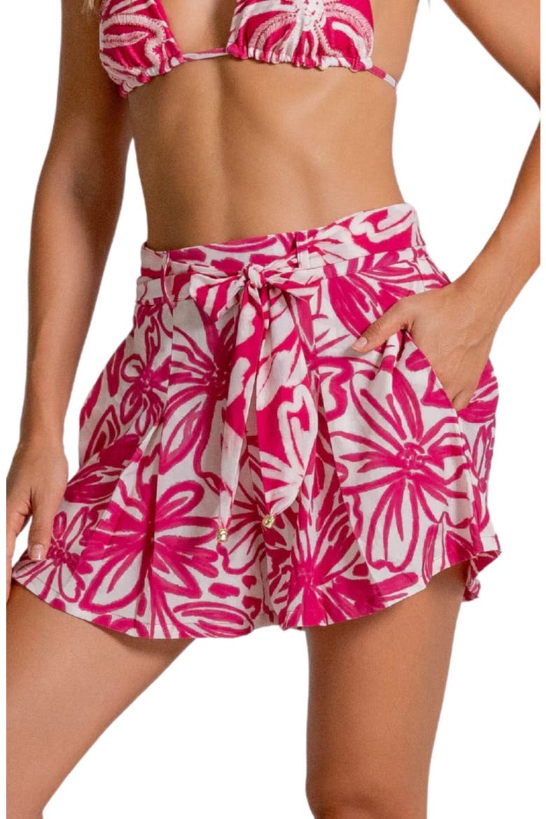 Relaxed Fit Cover-Up Shorts, Alternate, color, RASPBERRY