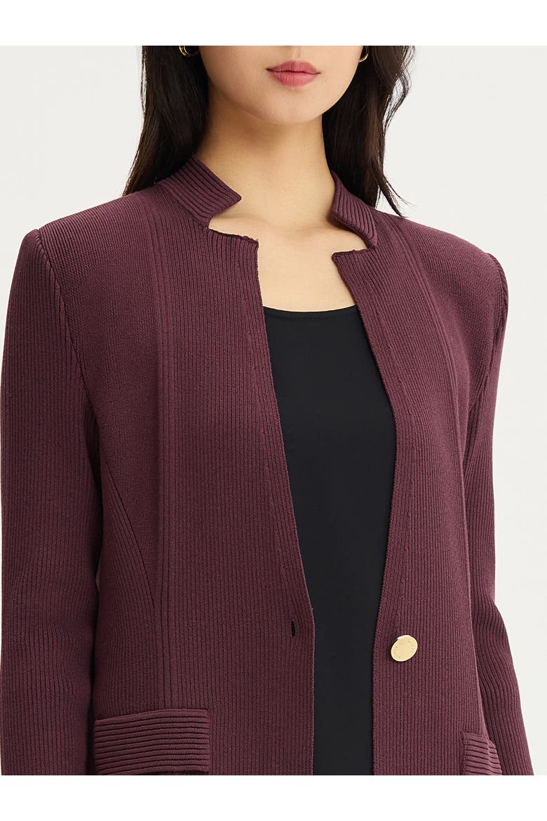 Tailored Tonal Ribbed Knit Jacket, Alternate, color, Mahogany