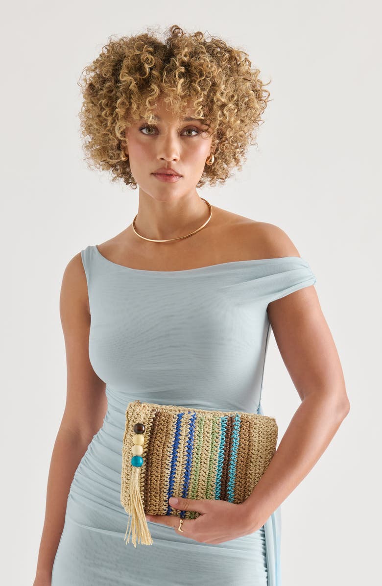 Dolce Vita Astra Raffia Clutch, Alternate, color, Blue Multi