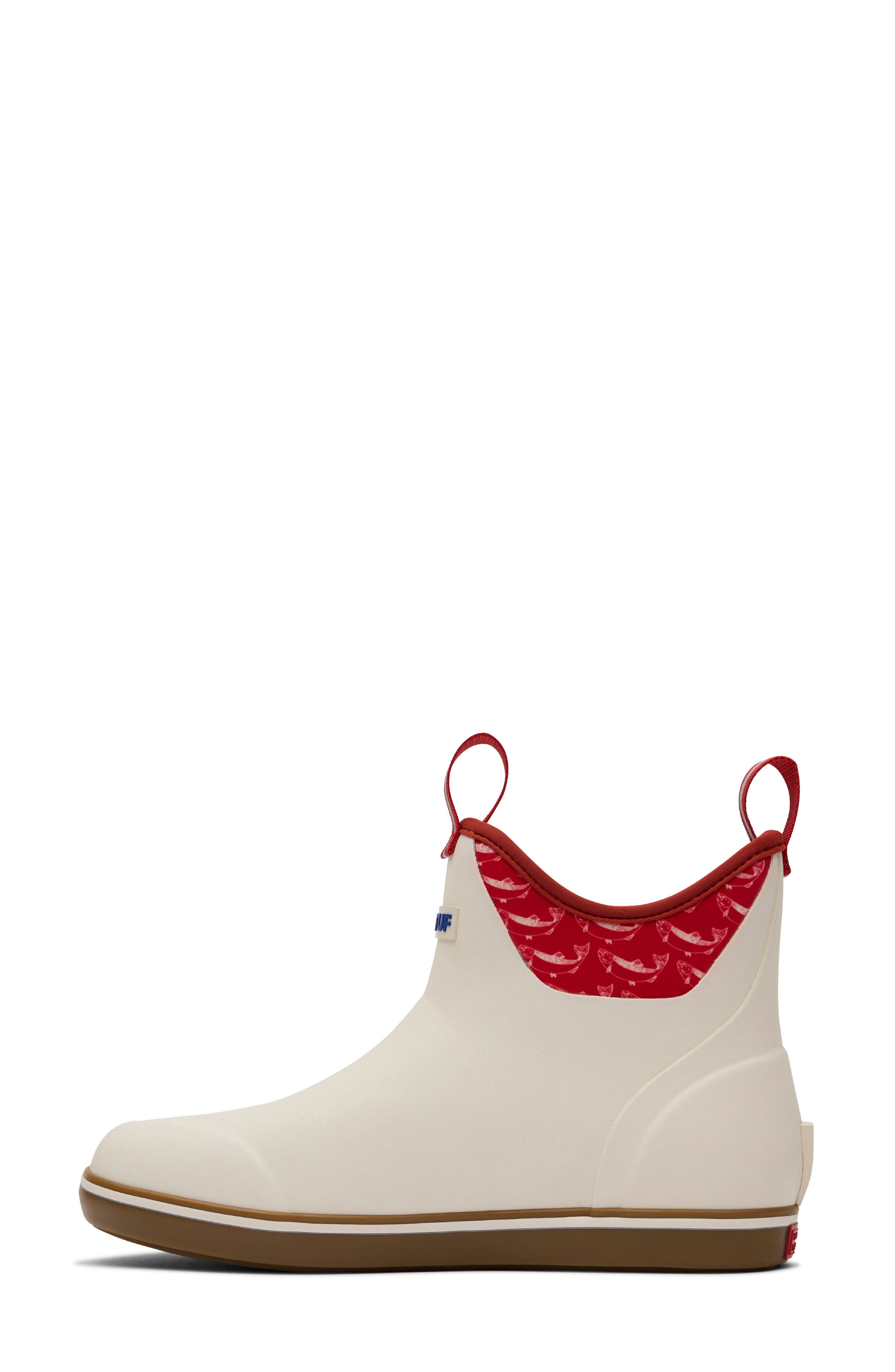 x Salmon Sisters Waterproof Ankle Deck Boot, Alternate, color, IVORY/ FIRE SALMON PRINT