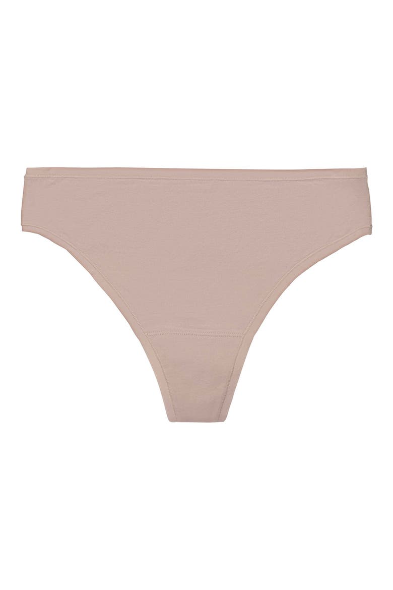 Bliss Bare Stretch Cotton Thong, Alternate, color, CAFE