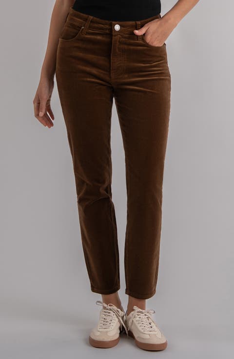 Charlize High Waist Velvet Ankle Cigarette Pants