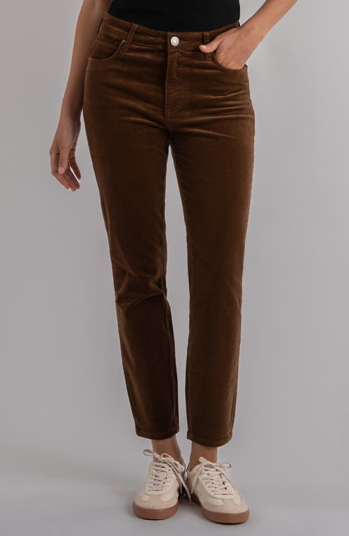 Kut From The Kloth Charlize High Waist Velvet Ankle Cigarette Pants In Brown