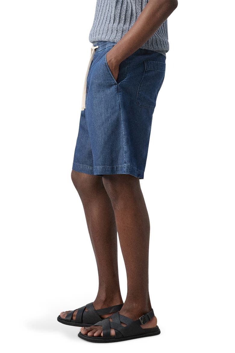 Cotton Blend Drawstring Bermuda Shorts, Alternate, color, DARK BLUE