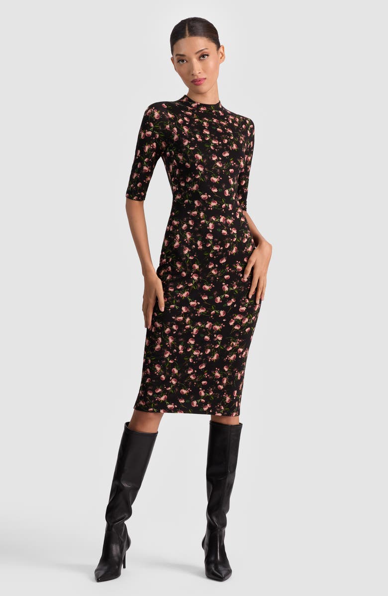 Alice + Olivia Delora Floral Body-Con Dress, Alternate, color, Fleur Frills