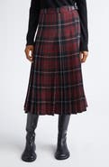 Burberry Tartan Pleated Midi Skirt
