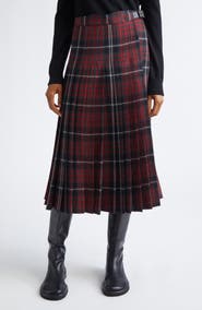 Burberry Tartan Pleated Midi Skirt
