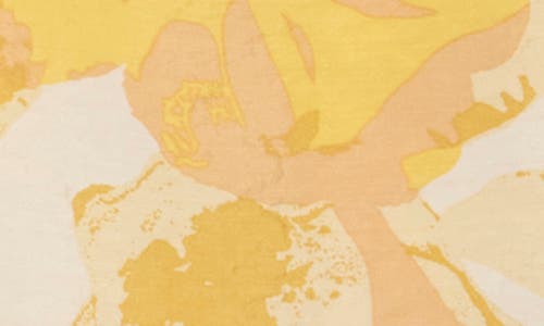 Shop Renee C Floral V-neck Three-quarter Sleeve Top In Yellow