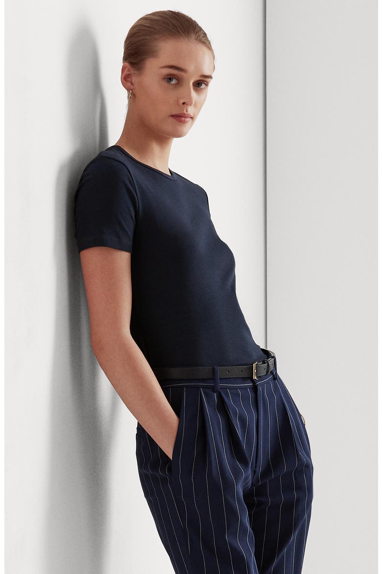Cotton Blend T-Shirt, Alternate, color, LAUREN NAVY