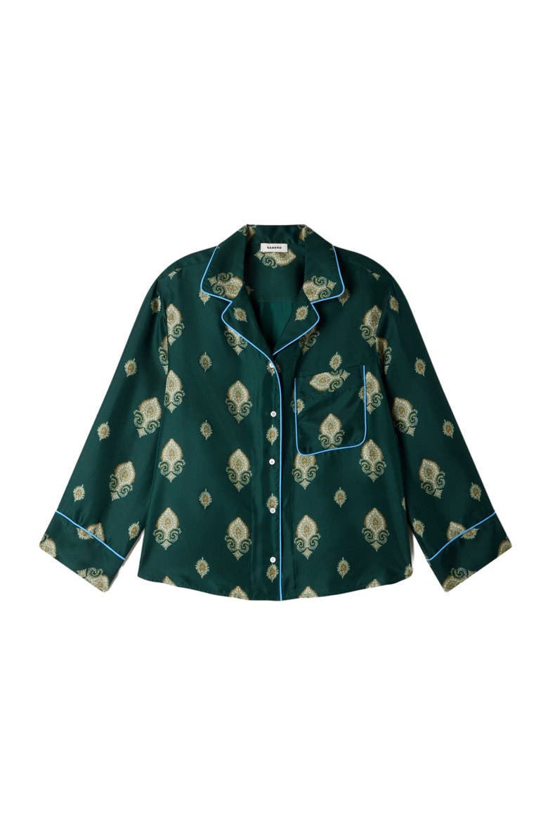 Paisley print pyjama shirt, Alternate, color, Green