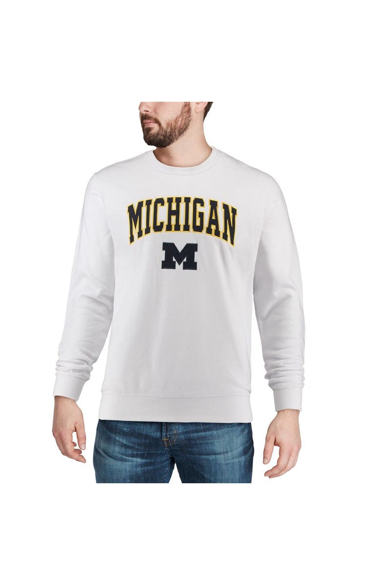 COLOSSEUM Men's Colosseum White Michigan Wolverines Arch & Logo Crew Neck Sweatshirt, Alternate, color, White