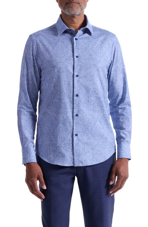 Julian Shaped Fit Paisley Cotton Button-Up Shirt