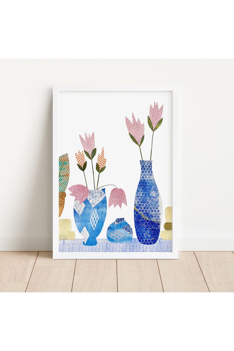 Springtime Floral Portrait Small Framed Print, Alternate, color, Blue