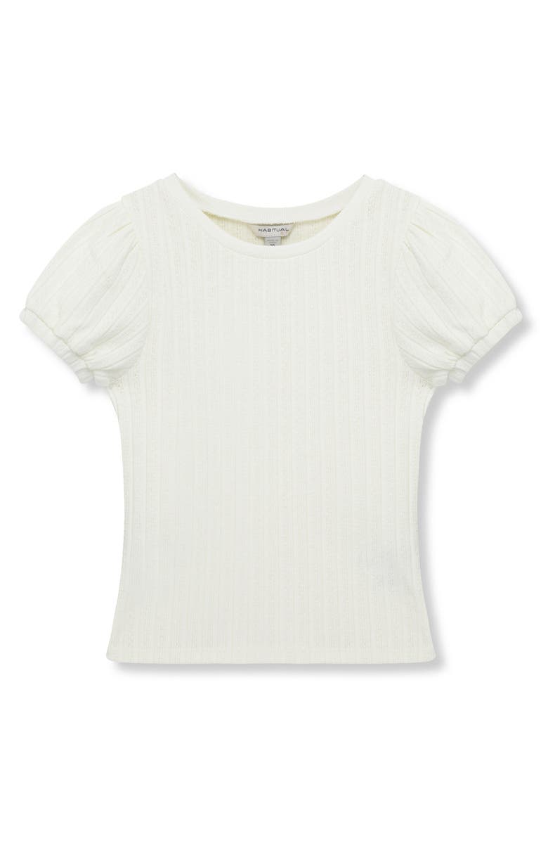 Habitual Kids Kids' Pointelle Puff Sleeve Top, Main, color, Off-White