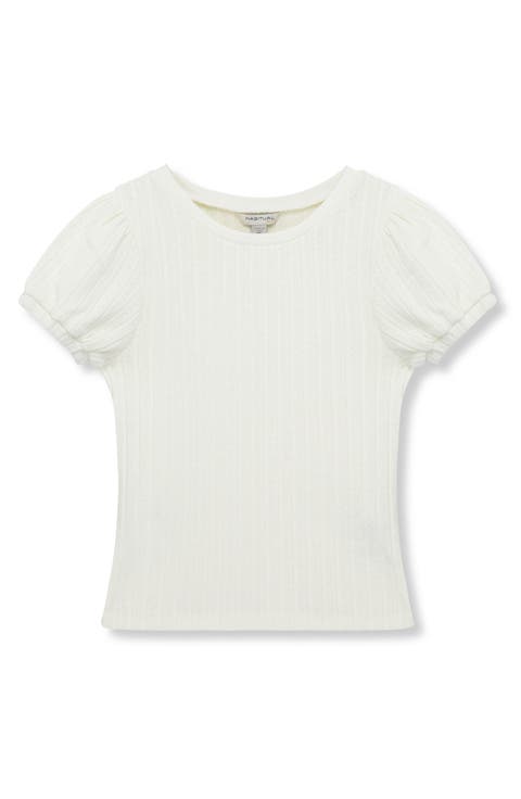 Kids' Pointelle Puff Sleeve Top (Big Kid)