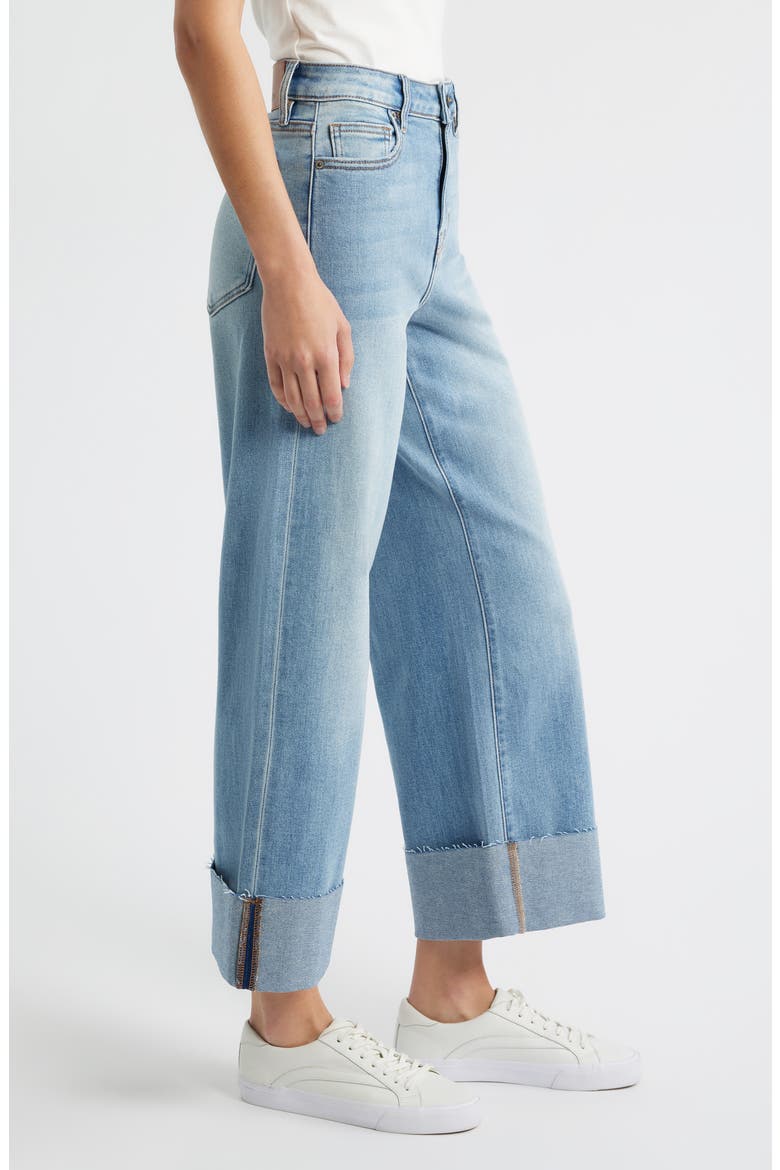 Cuffed High Waist Ankle Wide Leg Jeans, Alternate, color, MEDIUM WASH