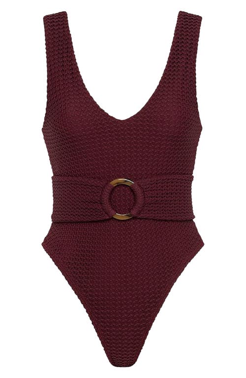 Montce Kim Belted One-piece Swimsuit In Burgundy