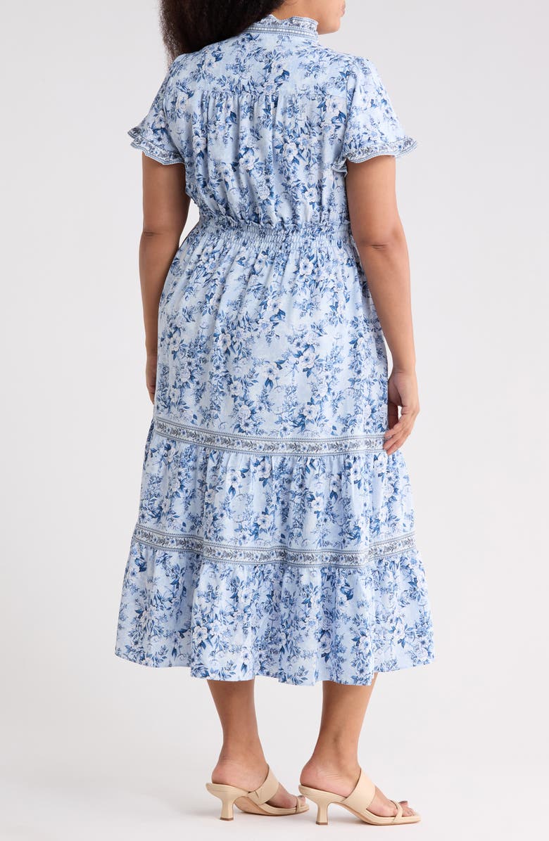 MAX STUDIO Flutter Sleeve Tiered Maxi Dress, Alternate, color, Blue/ Chambray