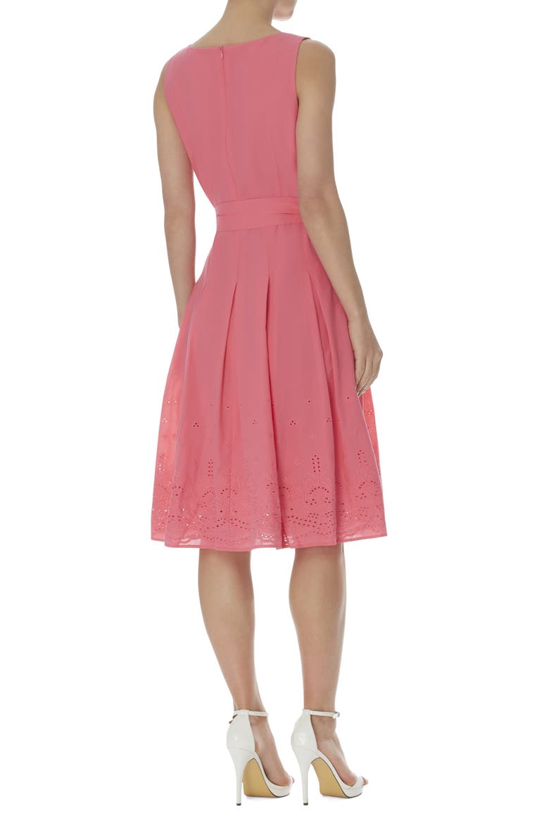 Embroidered Sleeveless Fit & Flare Dress, Alternate, color, CAMELLIA
