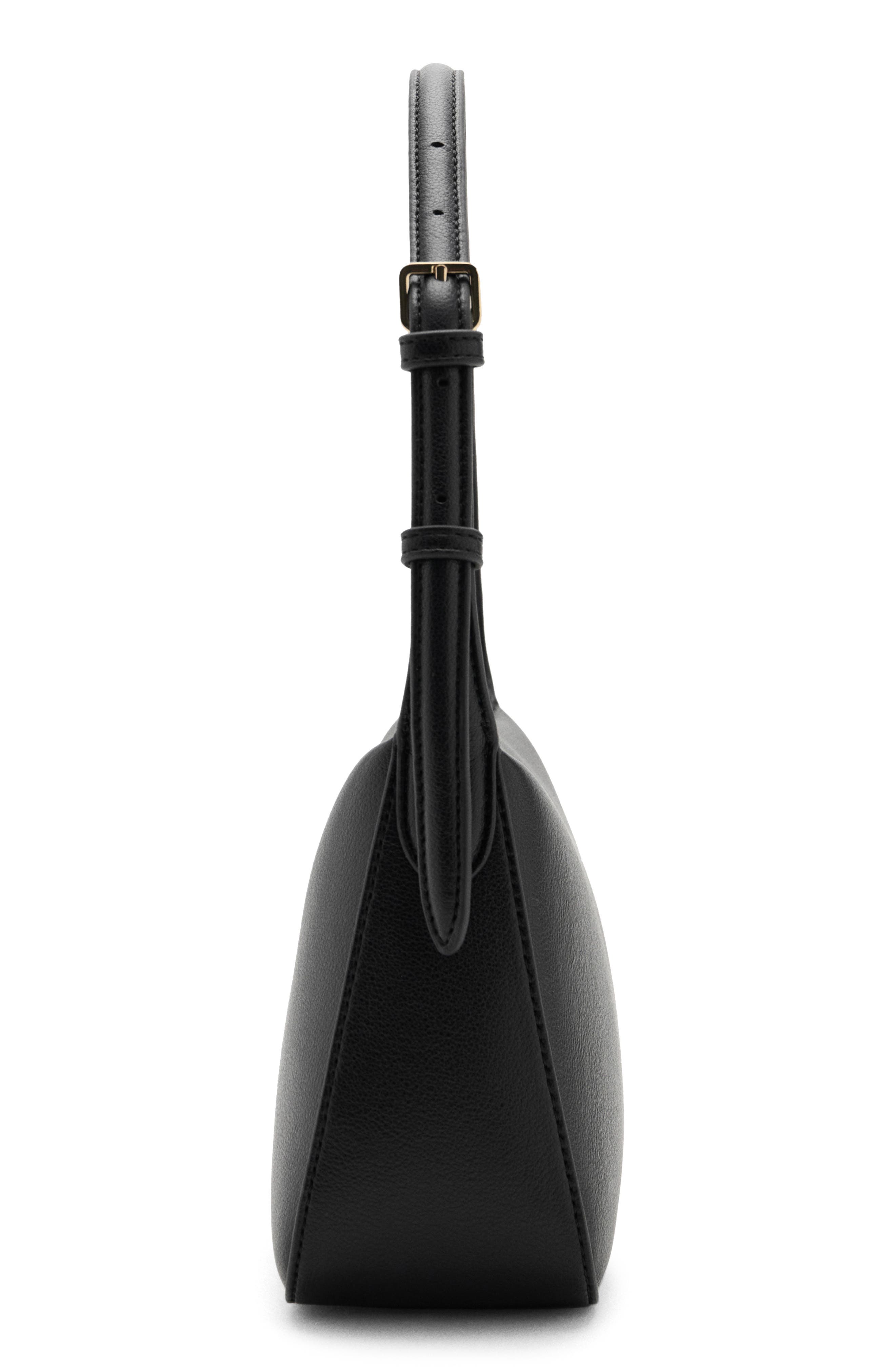 MANGO Faux Leather Shoulder Bag, Alternate, color, Black