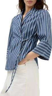 M&S Stripe Wrap Denim Shirt