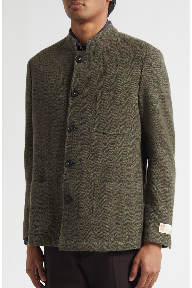 Wool Herringbone Nehru Jacket, Alternate, color, OIL