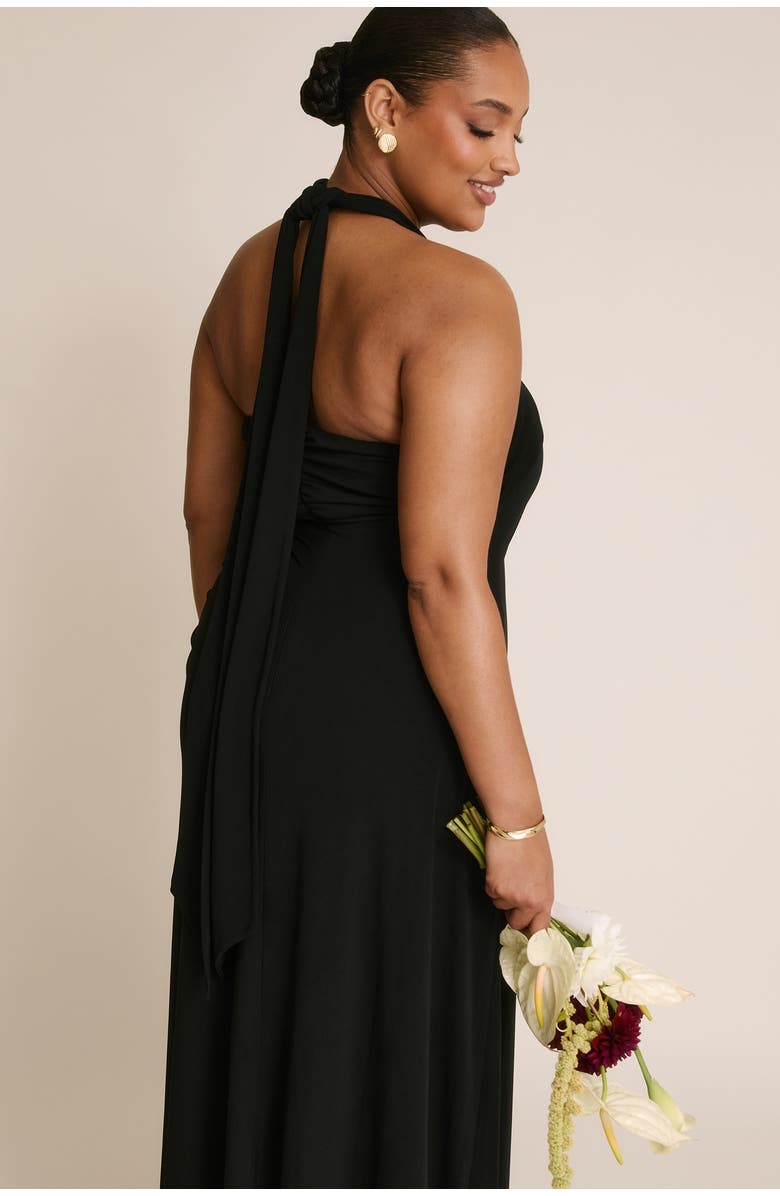 Six Stories Halter Neck Stretch Bridesmaid Dress, Alternate, color, Black