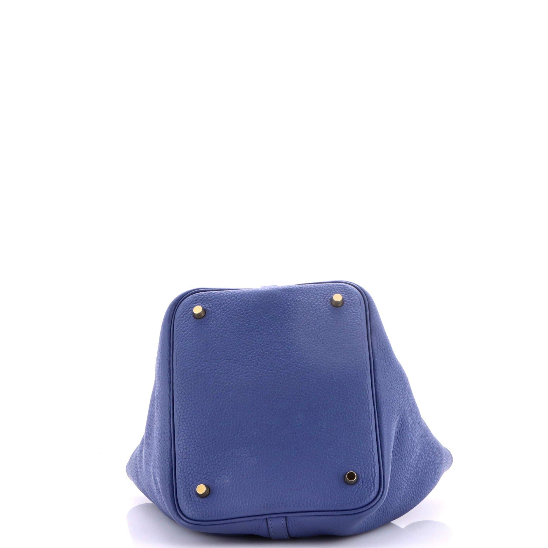 Pre-Owned Hermes Picotin Lock Bag Clemence MM, Alternate, color, Bleu Brighton