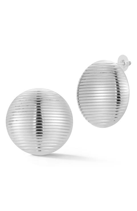 Rib Textured Button Stud Earrings