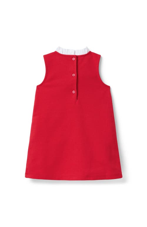 Janie And Jack Lace Trim Ponte Dress In Red