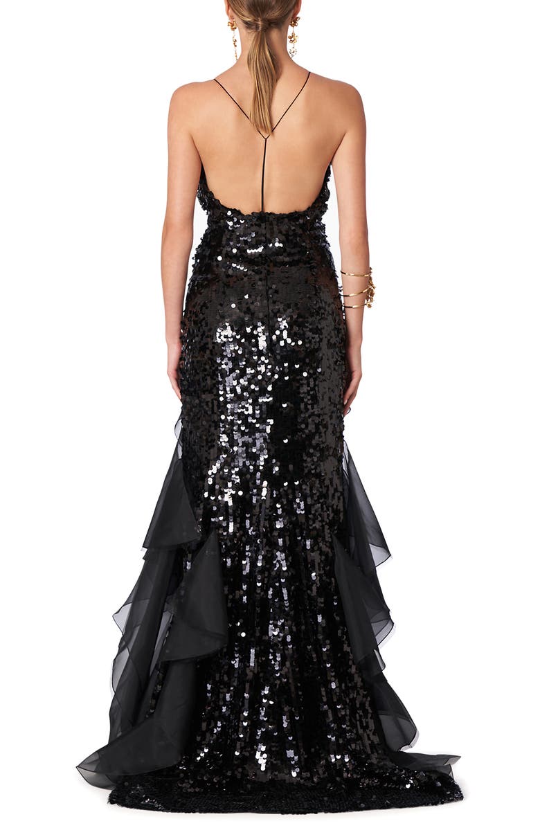 Carolina Herrera Sequin Ruffle Gown, Alternate, color, 