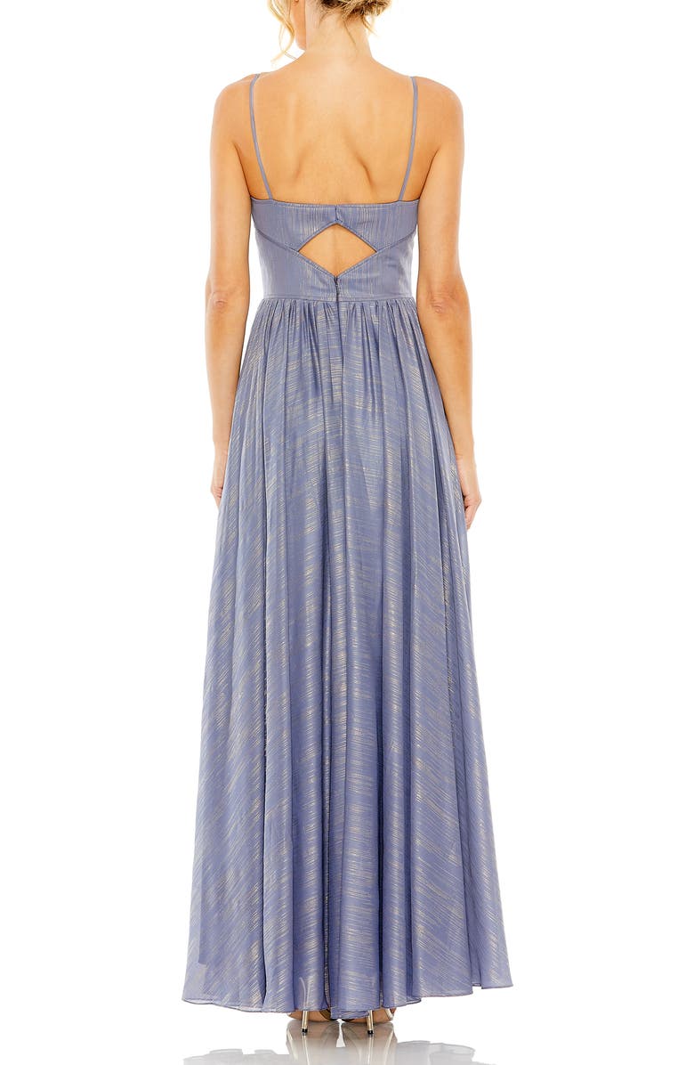 Mac Duggal Slim Strap Front Cutout Gown, Alternate, color, Slate Blue