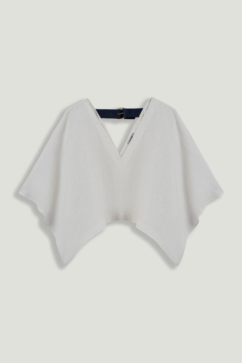 Belt Detail V-Neck Blouse, Alternate, color, Ivory