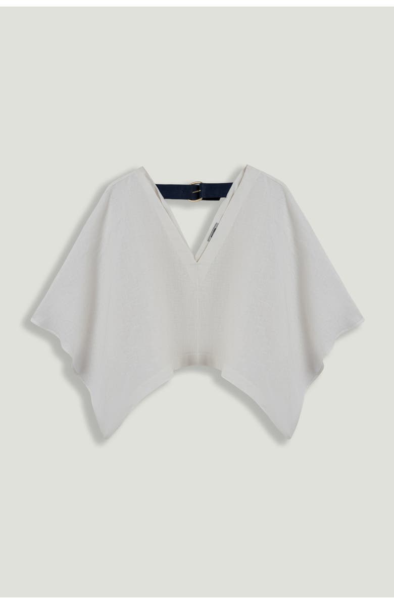 Nocturne Belt Detail V-Neck Blouse, Alternate, color, Ivory