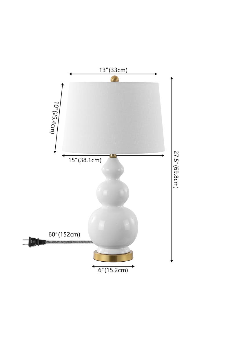 Bowen 27.5" Contemporary Transitional Ceramic Gourd LED Table Lamp, Alternate, color, White